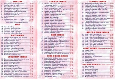 Our takeaway serves some of the best chinese food in noodles, soup, duck, curry dishes. #1 of 2 Price Lists & Menus - Bamboo House Chinese ...