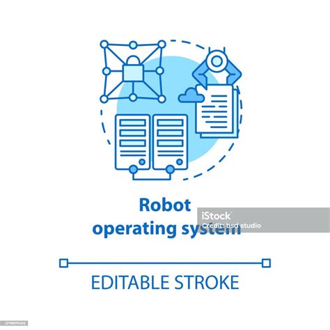 Icône De Concept Bleu Système Dexploitation Robotisée La Robotique A Obtenu Lillustration Mince