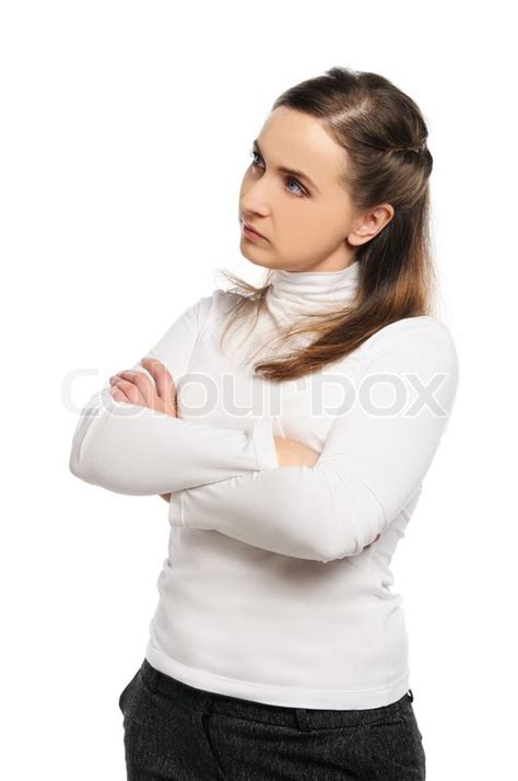 Wood says there are over 60 different recognized arm crosses, each with its own subtle meaning. Woman crossed arms | Stock Photo | Colourbox