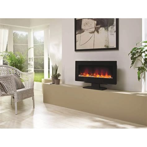 Be Modern Amari Wall Mounted Electric Fire Black Glass Homebase