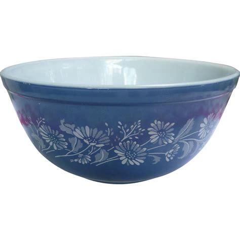 Pyrex Colonial Mist Mixing Bowl French Daisy Blue Bowl Chez