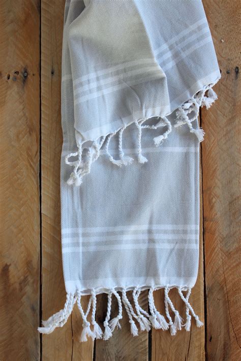 Cotton Turkish Pestemal Hand Towel Soft Grey Pestemal Hand Towels