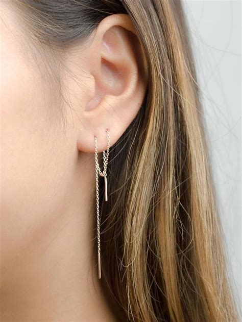 Long Threader Earrings Delicate Chain Earrings Edgy Etsy En 2020