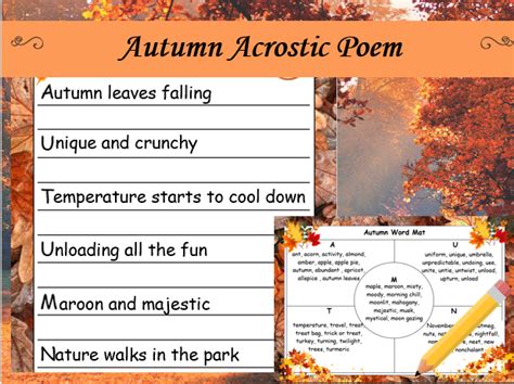 Writing Season Poetry Autumn Acrostic Poem Lesson 5 Ks1ks2