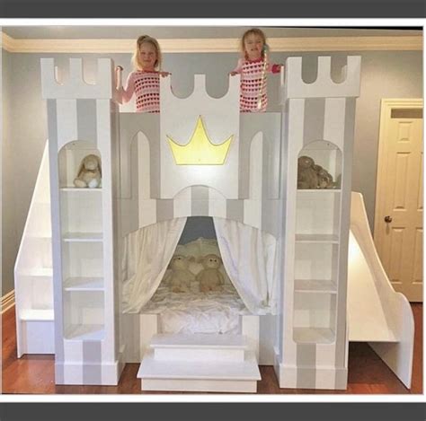 Girls Princess Castle Bunk Bed With Slide Disney Princess Loft Etsy Bed With Slide Loft Bed