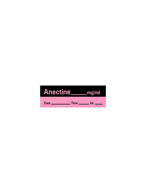 Drug Label Timemed Anesthesia Label Tape Anectinemgml Datetimeint