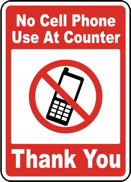 No Cell Phone Use Counter Sign By F7200