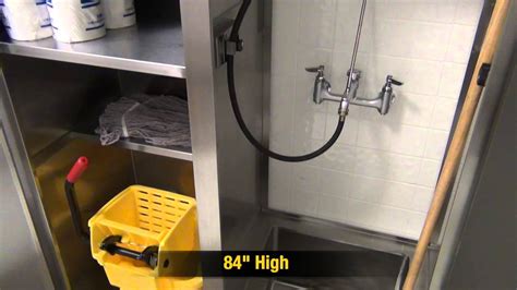 1 door at the bottom with handle for plumbing access stainless steel 18ga (0.05) Double Width Mop Sink Cabinet by Advance Tabco - YouTube