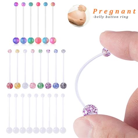 10 50pcs 14g Pregnancy Belly Button Rings Flexible Bioplast Sport Maternity Navel Retainer