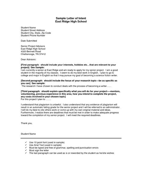 Letter Of Intent Format Free Printable Documents