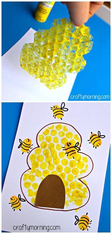 Bubble Wrap Beehive Fingerprint Bee Craft For Kids Bee Art Project