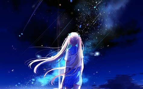 Bc64 Anime Night Space Star Art Illustration Wallpaper