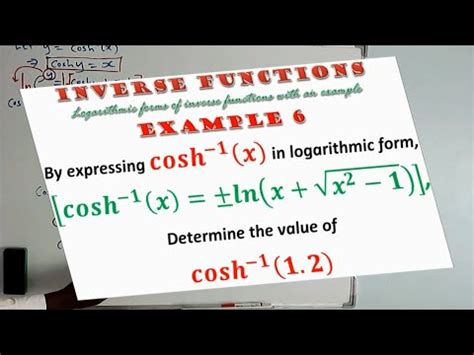 Logarithmic Forms Of Inverse Functions Expressing Cosine Hyperbolic