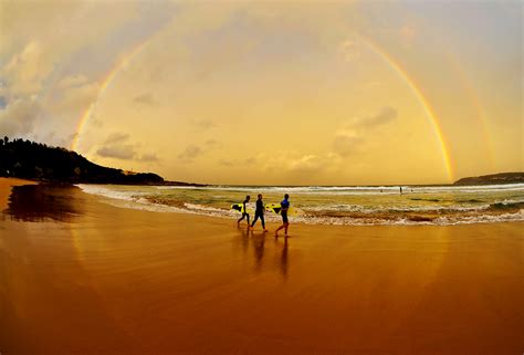 Rainbow Reflection At Sunset On Freshwater Beach Image Credit Ian Bird