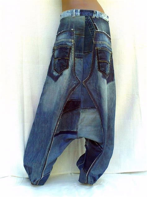 sarouel homme patchwork blue denim en jeans recyclés etsy france in 2022 recycled jeans