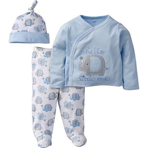 Gerber Baby Boys 3 Piece Side Snap Mitten Cuff Shirt Footed Pant And