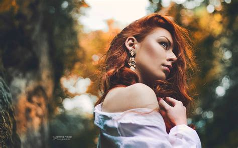 wallpaper marketa novak women outdoors redhead face portrait model 1920x1200