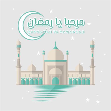 Marhaban Yaa Ramadan Design With Mosque And Moon 954052 Vector Art At