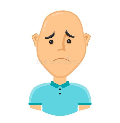 Sad Bald Man Without Hair Vector Stock Vector