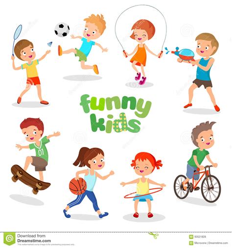 Uniformed Happy Kids Playing Sports Active Children