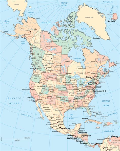 Mapa Político De América Del Norte Tamaño Completo