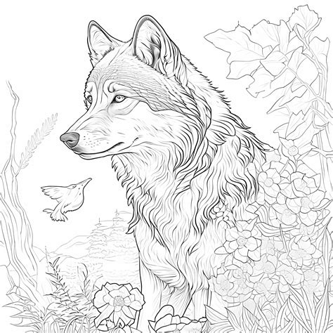 Realistic Wolf Coloring Pages