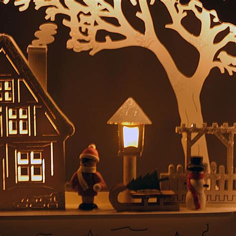 Christmas Festive Scene Wooden Window Candle Arch Bridge Led Fairy
