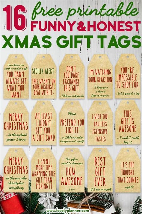 Free Printable Funny Honest Christmas Gift Tags Lovely Planner In