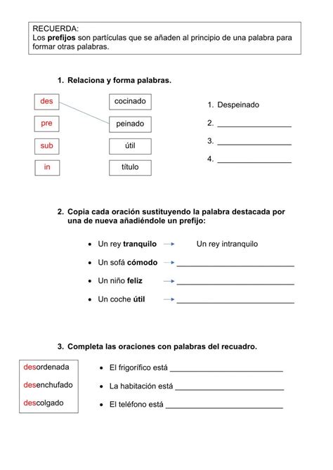 Prefijos Y Sufijos Activity For Tercero De Primaria Activities Inbox