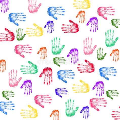 Colorful Handprints By Kids Stock Illustration Illustration Of Lively