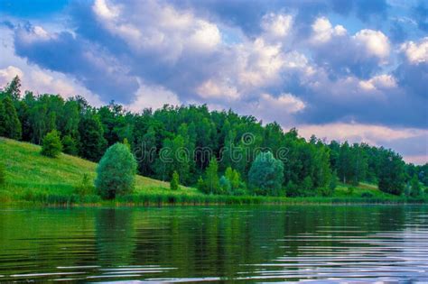 Summer Calm Forest Lake Stock Image Image Of Green 209146229