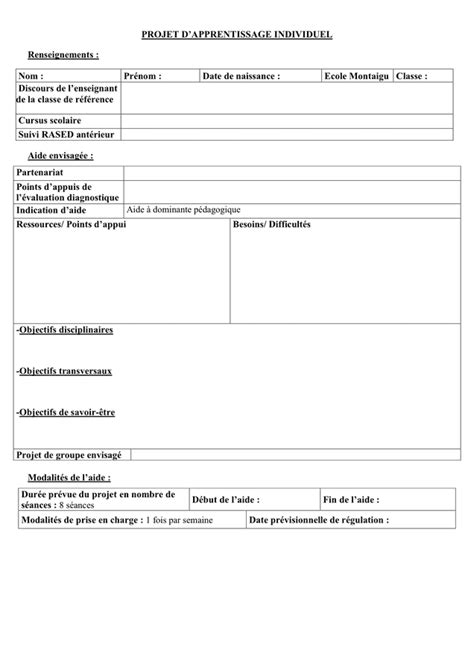 Projet individuel  téléchargement gratuit documents PDF, Word et Excel