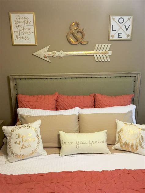 Maybe you would like to learn more about one of these? Coral, Taupe, and white Bedroom with gold accents | Home ...