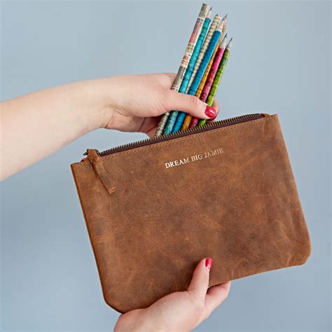 Personalised Message Leather Pencil Case By Paper High