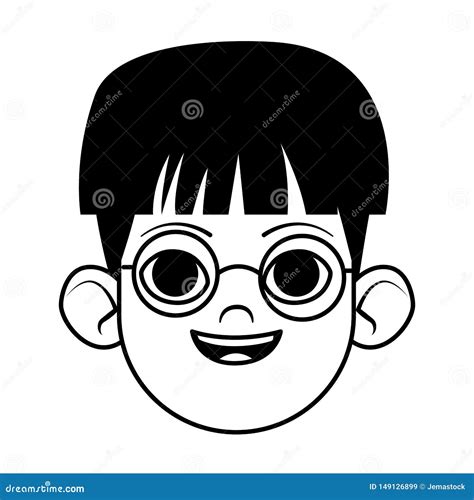 Little Kid Avatar Profile Picture Black And White Stock Vector