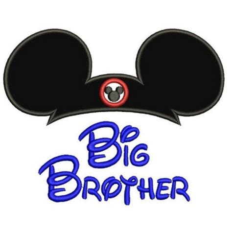 Big Brother Mickey Mouse Ears Applique Machine Embroidery Digitized