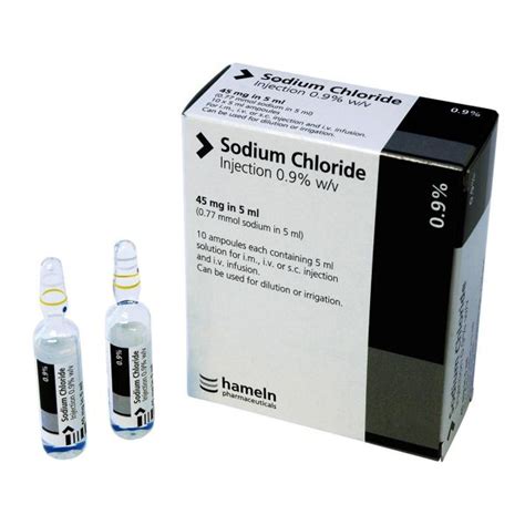 Sodium Chloride 09 Solution For Injection 5ml Ampoules 10 Amps