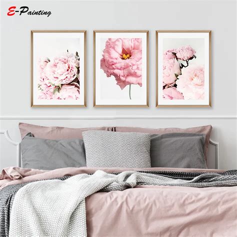 Modern Canvas Art Botanical Canvas Print Pink Flower Wall Art Peony