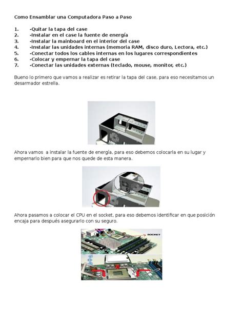 Como Ensamblar Una Computadora Paso A Pasodocx Usb Periférico