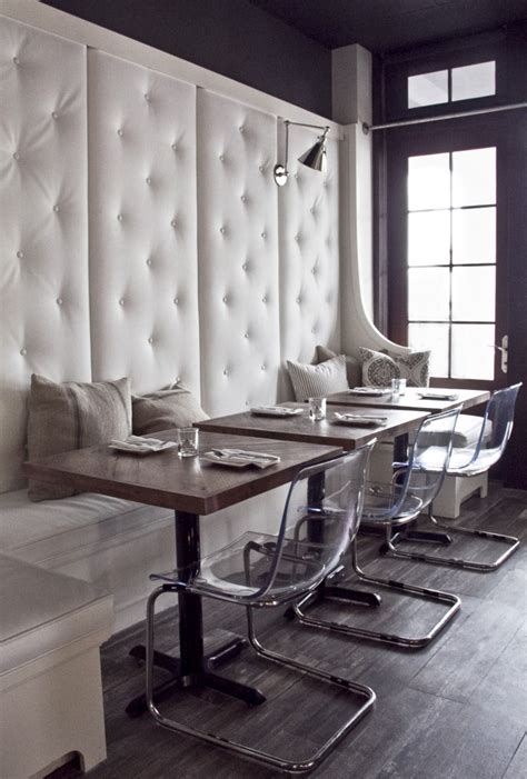 Restaurant bench seating creates a cozy atmosphere for your restaurant. Aqua Restaurant + Milk and Honey Home