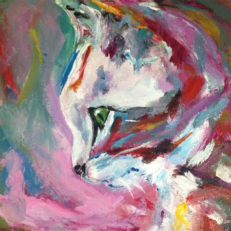 Cat Abstract Cat Acrylic Painting Painted By Kim Gervais Painting