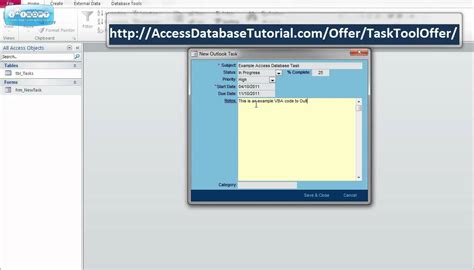 Microsoft Access Database Tutorial Access Vba To Outlook Task Tool