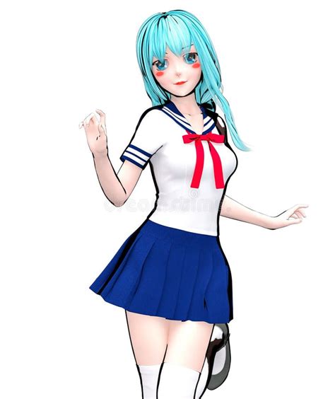 3d Japanese Anime Schoolgirl Stock Illustration Illustration Of Japan Artificial 155666090