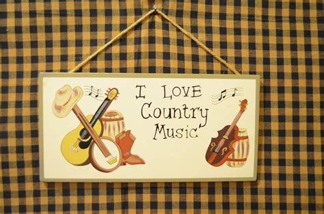 Wooden I Love Country Music Sign With Delicate Etsy