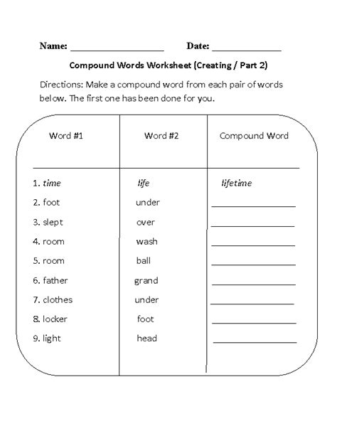 Compound Words Worksheet With Pictures