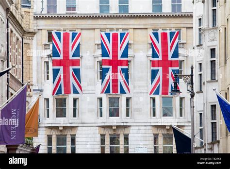 Union Jack Flags Hanging In London Street Stock Photo Alamy