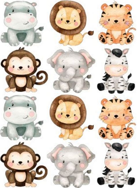 Edible Icing Sheet Cutouts Safari Animals In 2021 Safari Animals