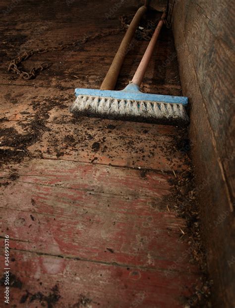 Dirty Broom Cleaning Floor Stock Photo Adobe Stock