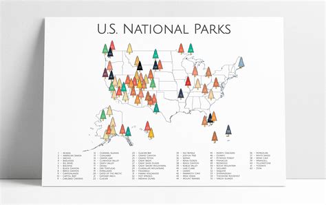 Travel Adventure Map 62 Us National Parks Map National Park Etsy