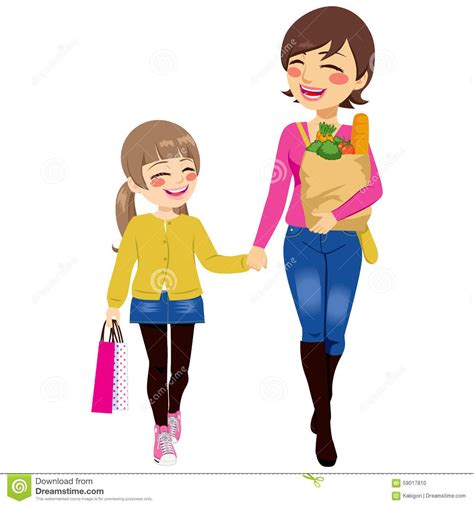 Mom Daughter Shopping Together Stock Vector Image 59017810 Mom